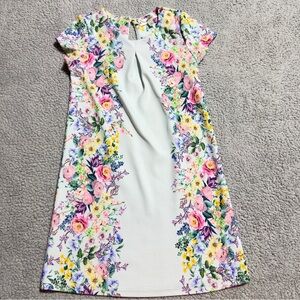 Poppies and Roses Floral Sheath Dress White Multicolor Size M